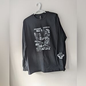 The Office Dinner Party Print LongSleeve Shirt Size Medium. White On Black.